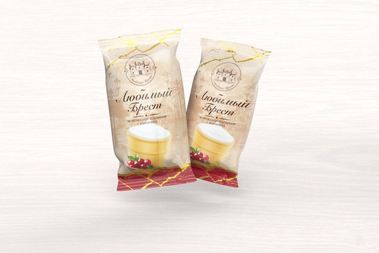 Мороженое пломбир ванильный "ЛЮБИМЫЙ БРЕСТ" с клюквой